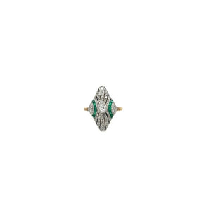 Estate 0.60TW Diamond & Emerald Ring