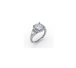 1.09TW Three-Stone Diamond Halo Engagement Ring