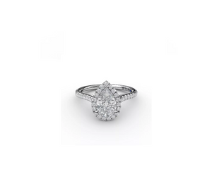 0.34TW Delicate Pear Shaped Halo Engagement Ring