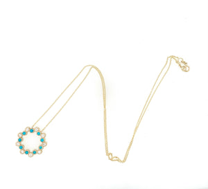 0.70TW Turquoise & Diamond Necklace
