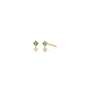 EMMIE Emerald and Diamond Studs