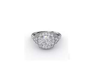 0.70TW Floral Halo With Diamond Accents Engagement Ring