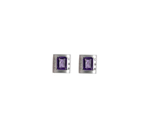 Estate Amethyst & Diamond Earrings