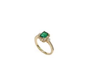14KY Emerald & Diamond Ring EFFY