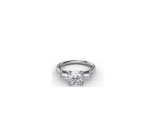 0.35TW Three-Stone Round Diamond Engagement Ring With Bezel-Set Baguettes