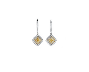 1.23TW Yellow & White Diamond Earrings