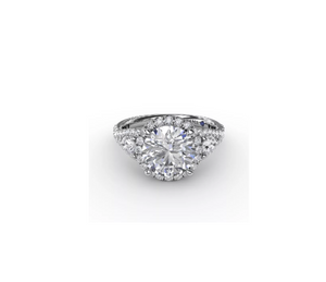 1.09TW Three-Stone Diamond Halo Engagement Ring