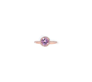 0.99TW Pink Amethyst & Diamond Ring