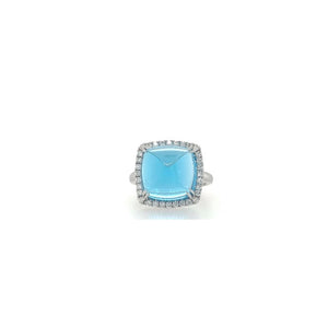 11.09TW Blue Topaz & Diamond Ring