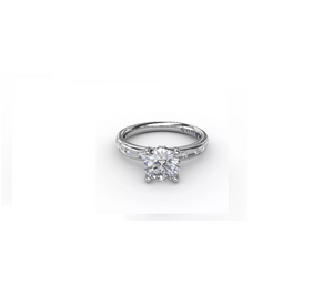 0.71TW Solitaire Engagement Ring With Baguette Diamond Shank