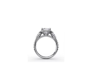 1.09TW Three-Stone Diamond Halo Engagement Ring