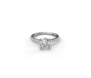 0.31TW Classic Single Row Engagement ring with an Oval Center Diamond